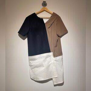 Jacquemus wool asymmetrical mini dress, size 36